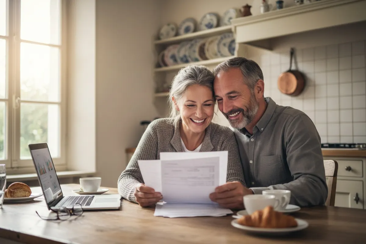 Couple de propriétaires vérifiant leur avis de taxe foncière